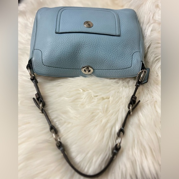 Vintage Coach Light Blue Leather Shoulder Bag.#8A38 - Picture 12 of 12